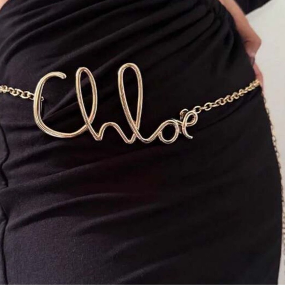 New! Gold Chain Chloe Script Waist Belt (8754)
